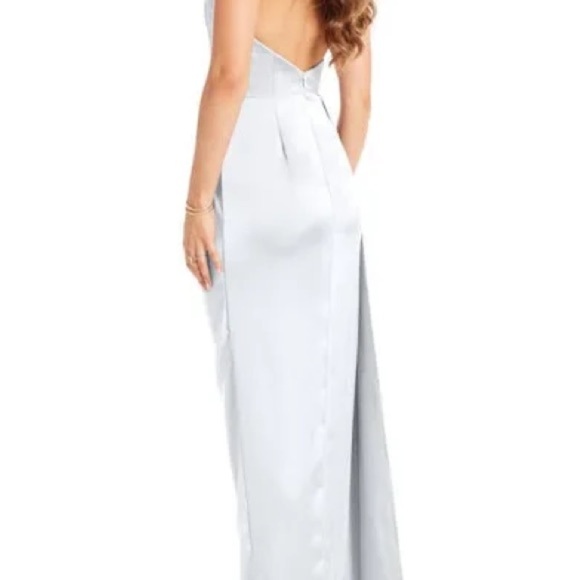 Katie May Strapless Satin Bita Gown In A Powder Blue Celestial Blue Size Large - Picture 3 of 7